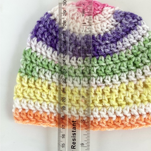 Baby Blanket Stroller Premie Hand Crafted Yellow Green Purple Orange Striped - Picture 5 of 9